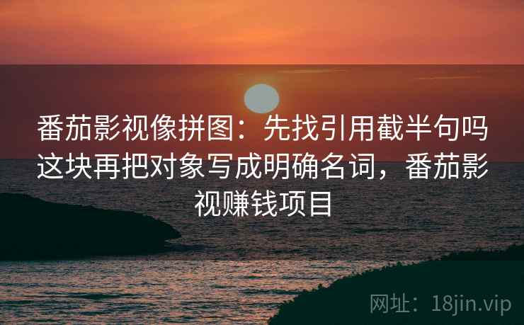 番茄影视像拼图：先找引用截半句吗这块再把对象写成明确名词，番茄影视赚钱项目